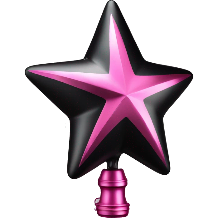 Realistic isolated black and pink metallic star christmas tree topper. emoji