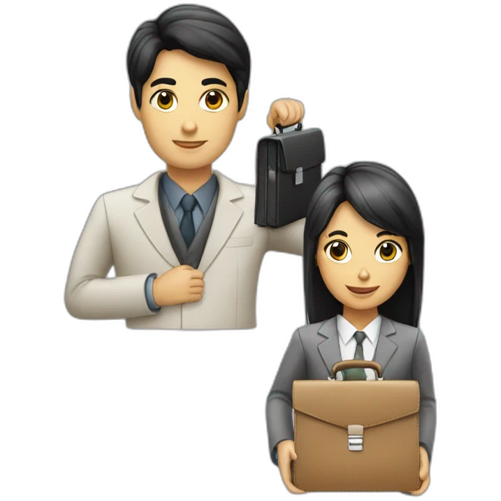 Human resources, black hair with briefcase emoji