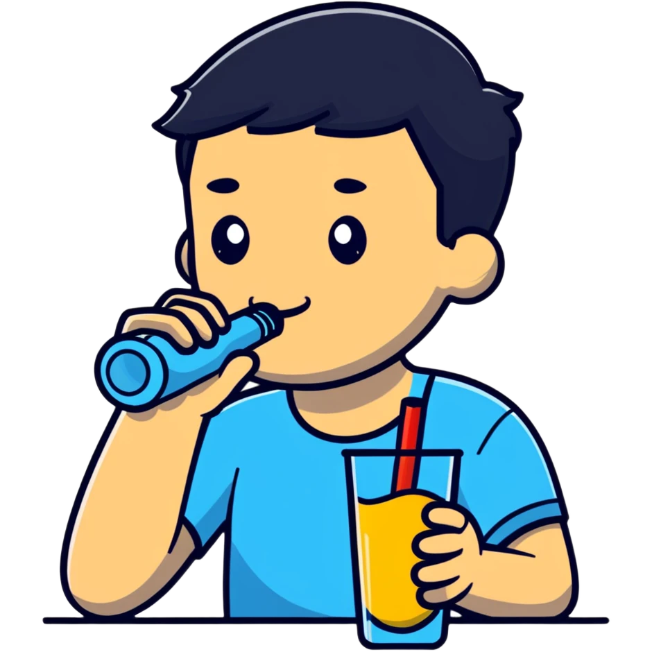 drinking water from glass with straw emoji