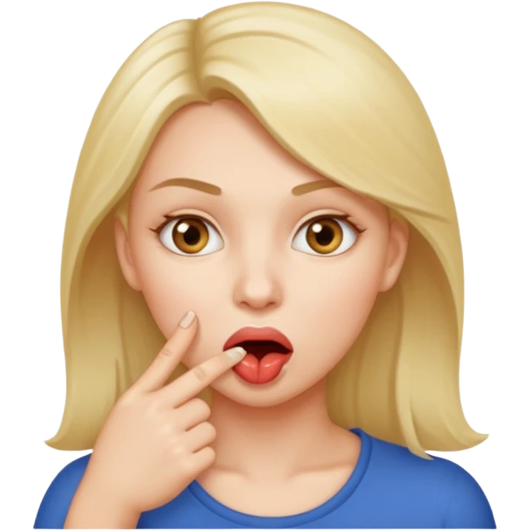 Una mujer mordiendose el dedo, sin la lengua para afuera y que el dedo este más omenos adentrod de la boca EL DEDO ADENTRO DE LA BOCA emoji