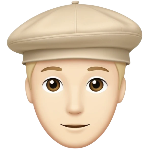 Beige Kangol beret style hat, light cream color, flat cap design emoji