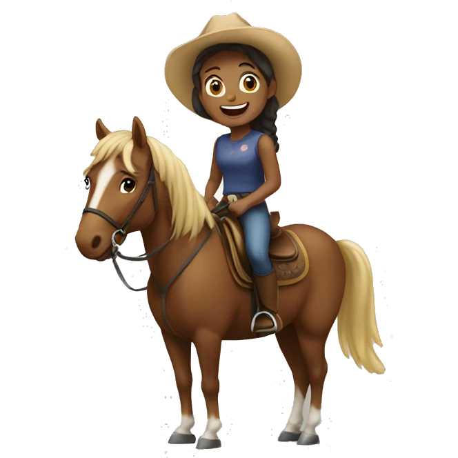 Girl smiling on horseback emoji