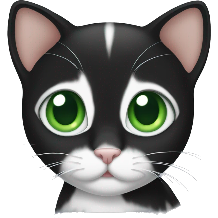 Baby Black ans White cat with Green eyes emoji