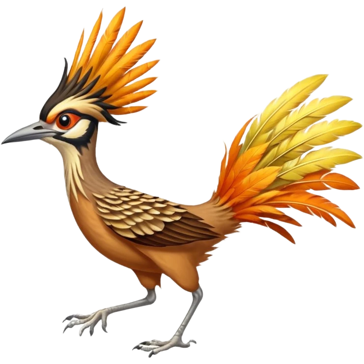 realistic roadrunner bird emoji, running with long skinny tail pointed down and back emoji