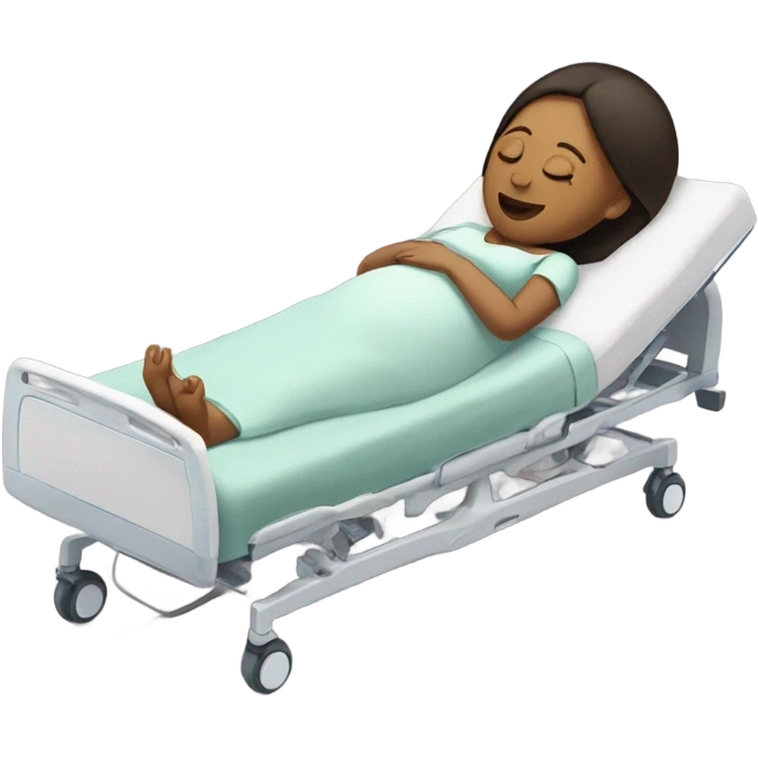 pregnant women in a hospital bed with her eyes closed  emoji