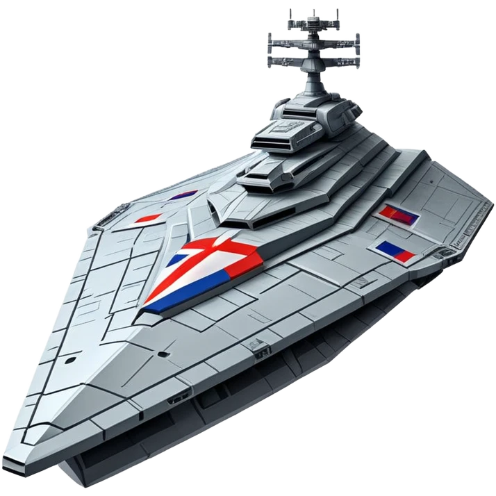 Giant star destroyer style Russian spacecraft with flag pattern on hull emoji