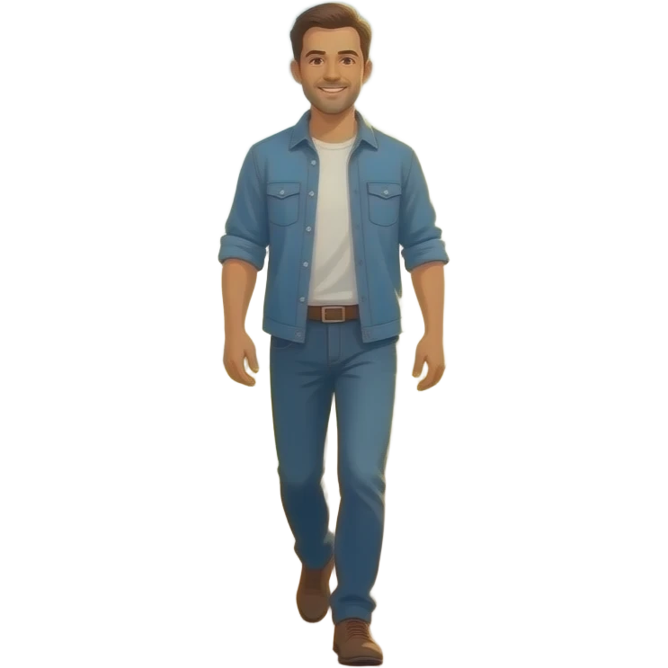 MAN WALKING IN THE FIELDS WITH THE MORNING SUN emoji