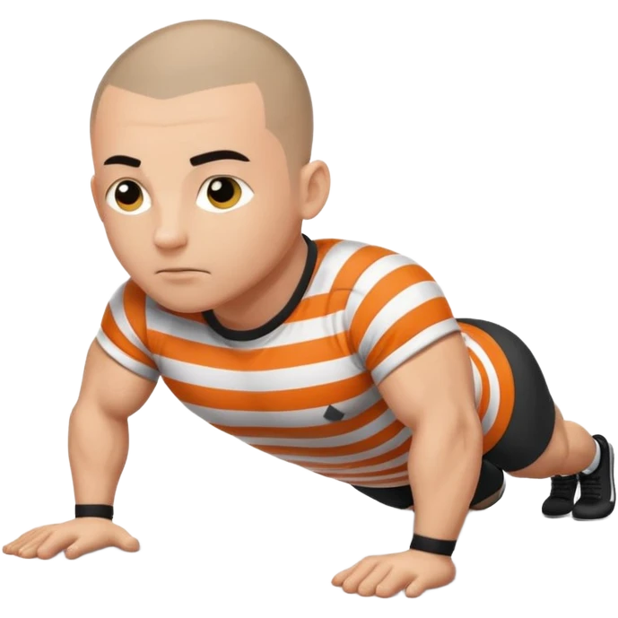 Prisoner with uniform doing pushups emoji
