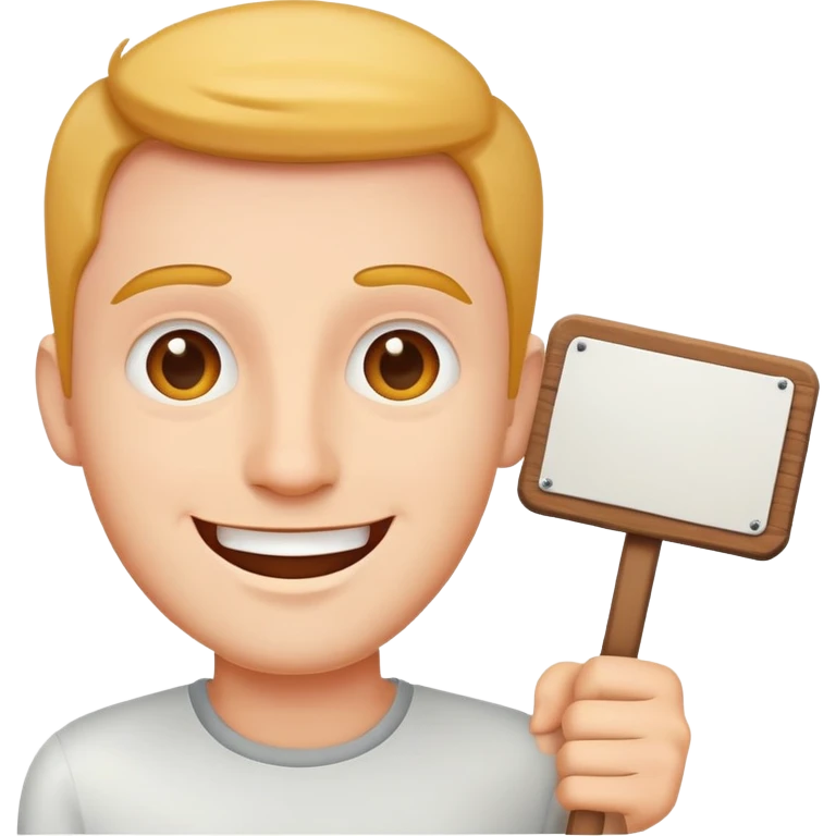 Happy guy holding a sign emoji