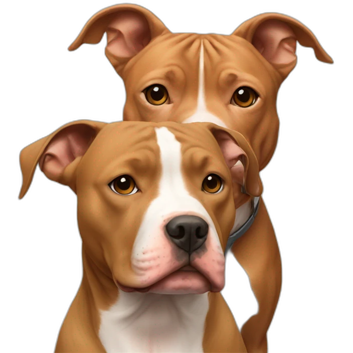 One Tan pitbull with white strip on her face next to with one copper pitbull emoji