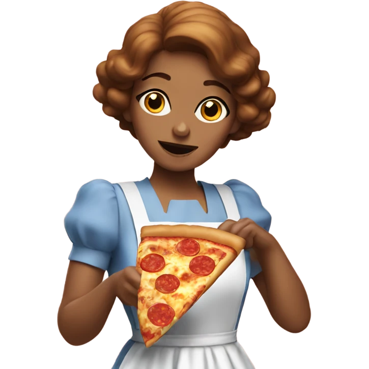Dorothy eating pizza emoji