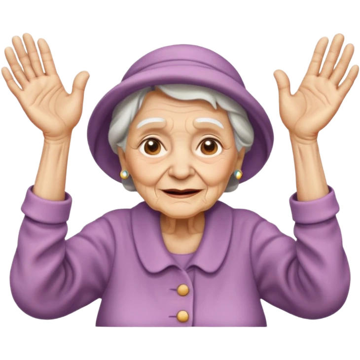 Old lady hands up raise the roof emoji
