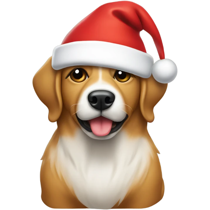 dog taking a poop with a Santa hat on emoji