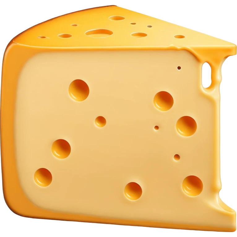 A wedge of yellow cheese with a single round hole and a thin cut slice leaning forward. emoji