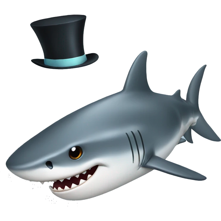 Shark with a top hat emoji
