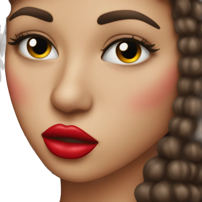 Kissing emoji with big red lips and lashes emoji