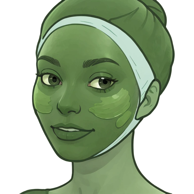 a figure skater girl wearing a moisturizing face mask emoji