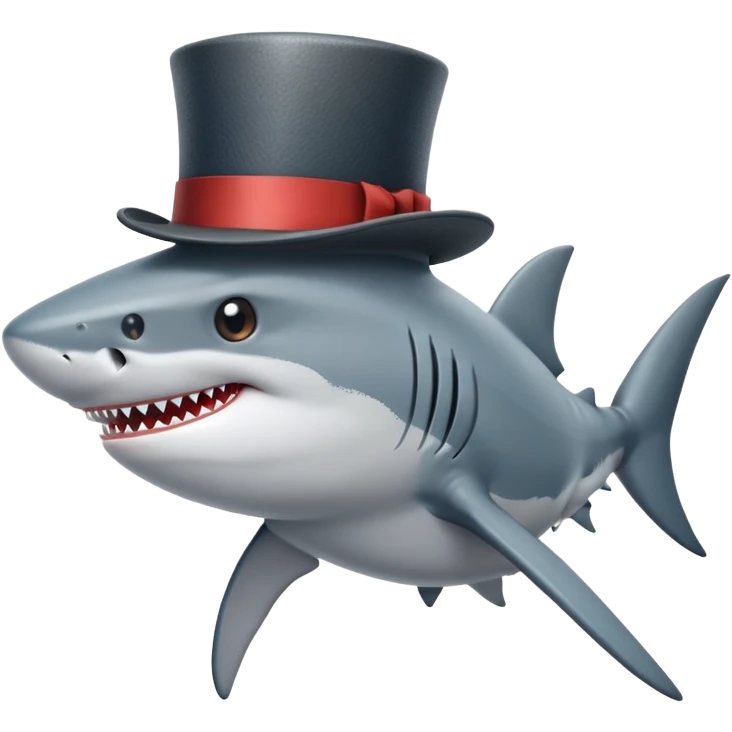Shark with a top hat emoji