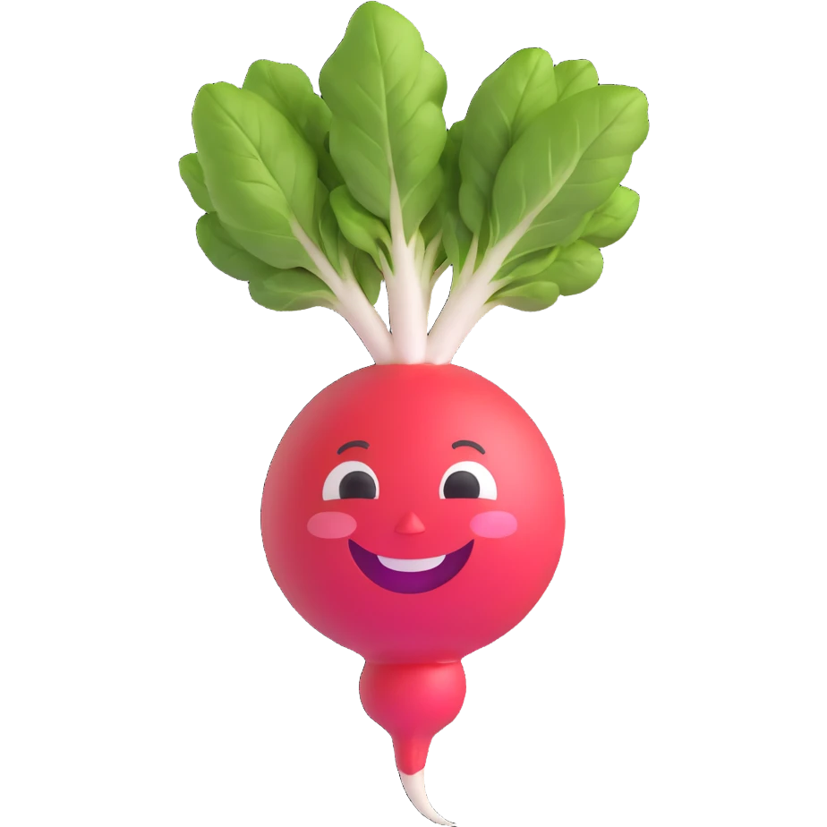 A laughing radish emoji