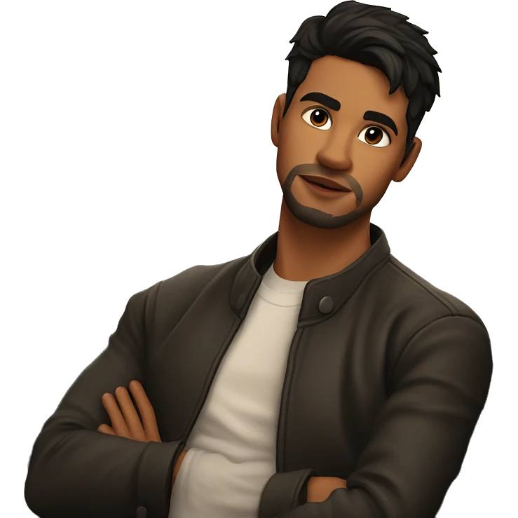 confident man in brown jacket emoji