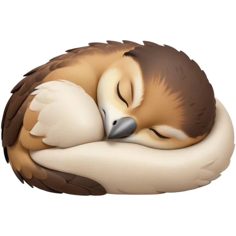 Meme-Worthy Cute Sleeping Falcon Portrait Emoji, Head resting peacefully with a contented smile, showcasing a streamlined, powerful form with eyes gently closed in serene slumber and a subtly curved beak, Simplified yet adorably endearing features, highly detailed, glowing with a soft, drowsy light, high shine, relaxed and utterly lovable, stylized with an air of playful laziness, soft glowing outline, capturing the essence of a sleeping falcon that feels destined to become the next viral icon of adorable rest! emoji