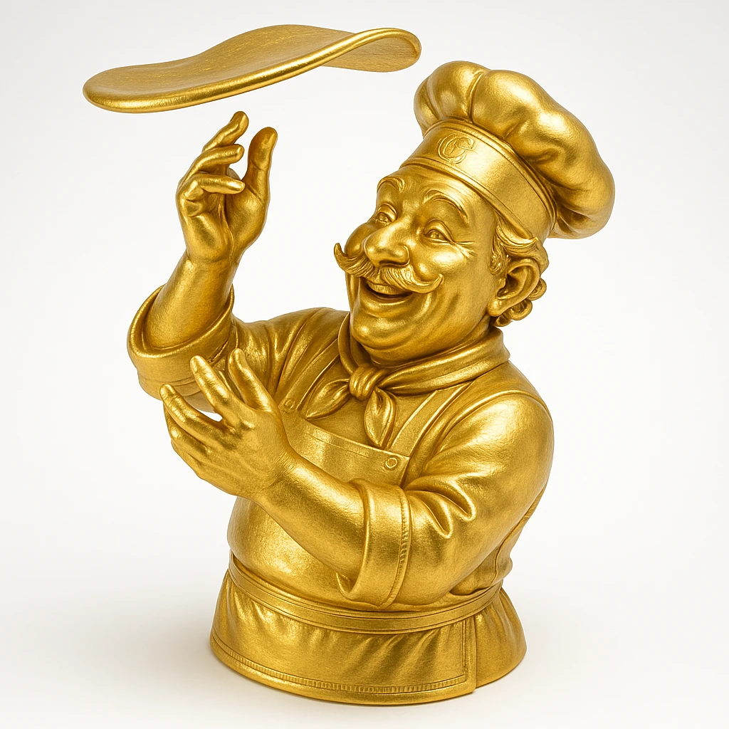 smiling Italian chef spinning pizza dough emoji