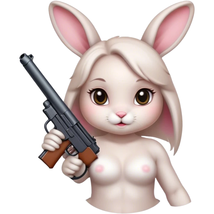 Cute girl bunny with gun  emoji