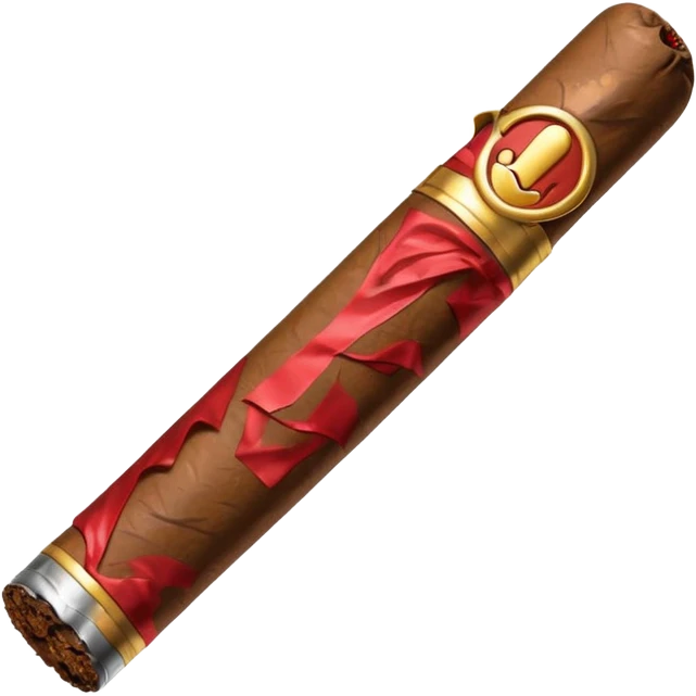 Emoji-style cigar icon, dark brown wrapper, subtle smoke, minimalistic, clean silhouette, metal details, no gold emoji