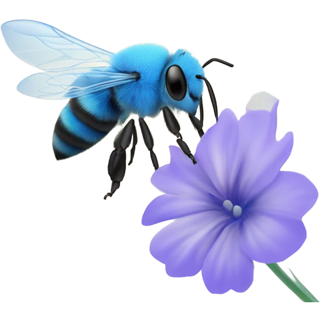 Blue flower with a bee on it emoji