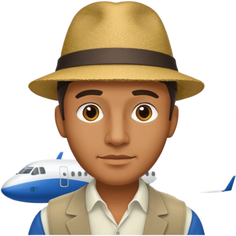 homme créole réunionnais avec chapeau arrive avion a gillot emoji