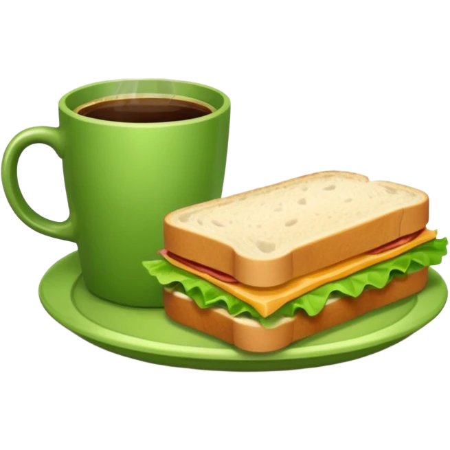 green cup Coffee and sandwich emoji