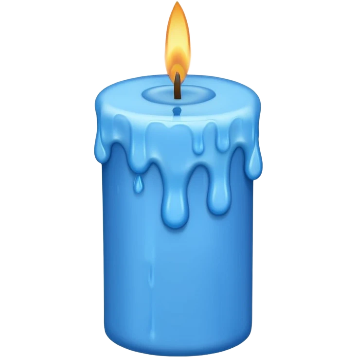 Dripping blue candle held diagonal wax dripping down emoji