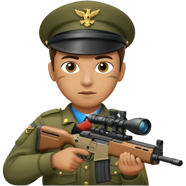 An army policeman aiming with a sniper rifle. emoji