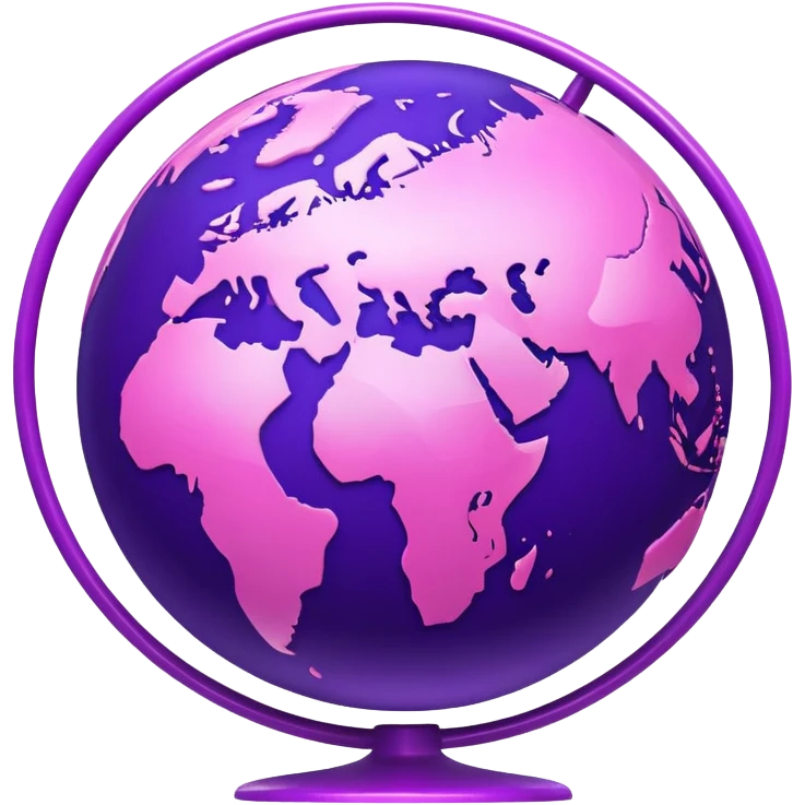 purple globe with pink network lines, shiny and simple emoji