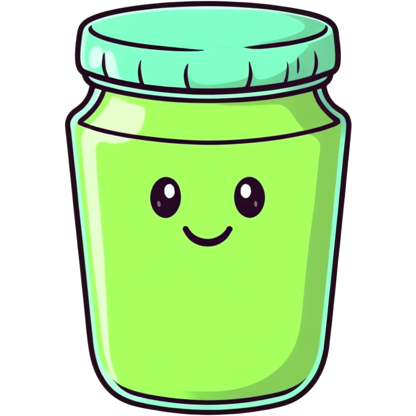 cute cartoon mint chutney character with smiling face emoji