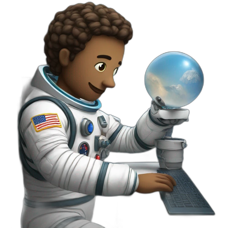 Astronaut writes on a computer emoji