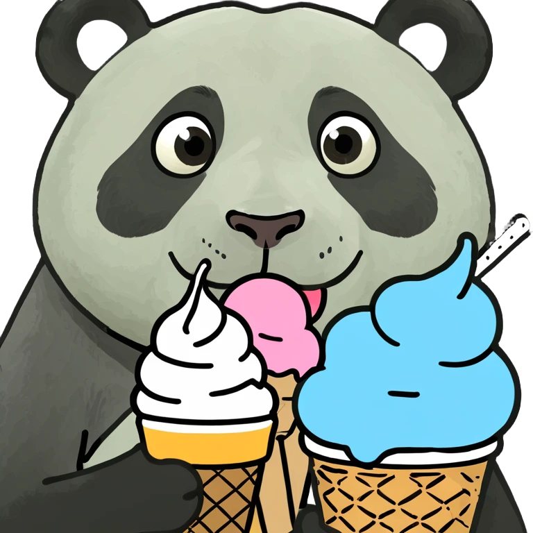 Panda eating ice cream emoji