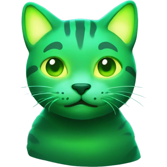 Green glowing cat  emoji