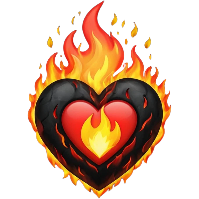 Black and red heart on fire emoji