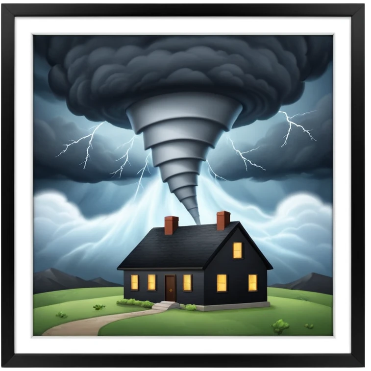 Tornado in storm with home emoji