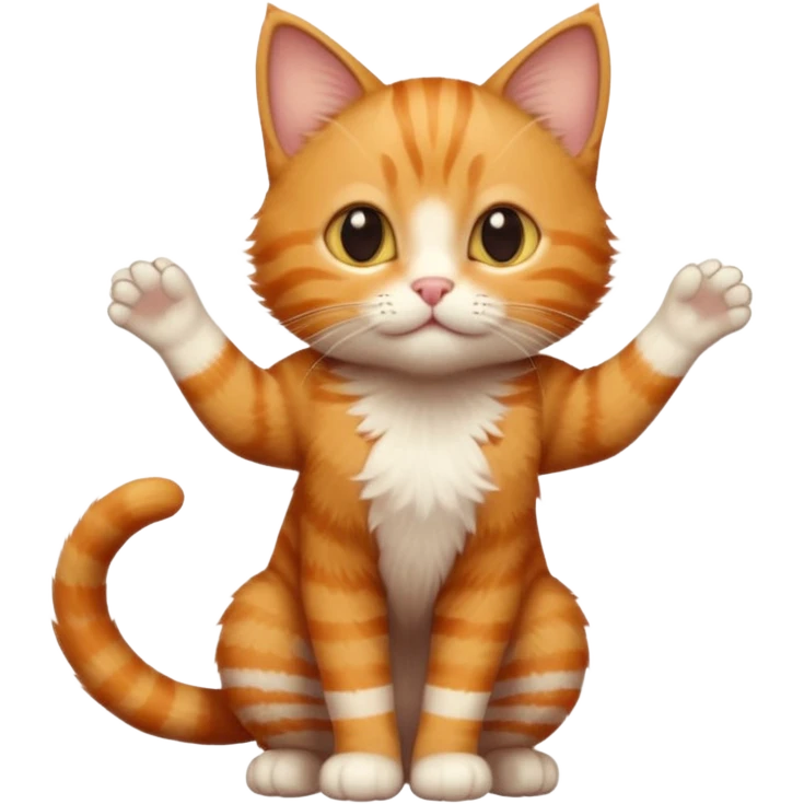 A high-resolution photo-realistic digital illustration of a solid ginger tabby cat kitten, chest upward emoji