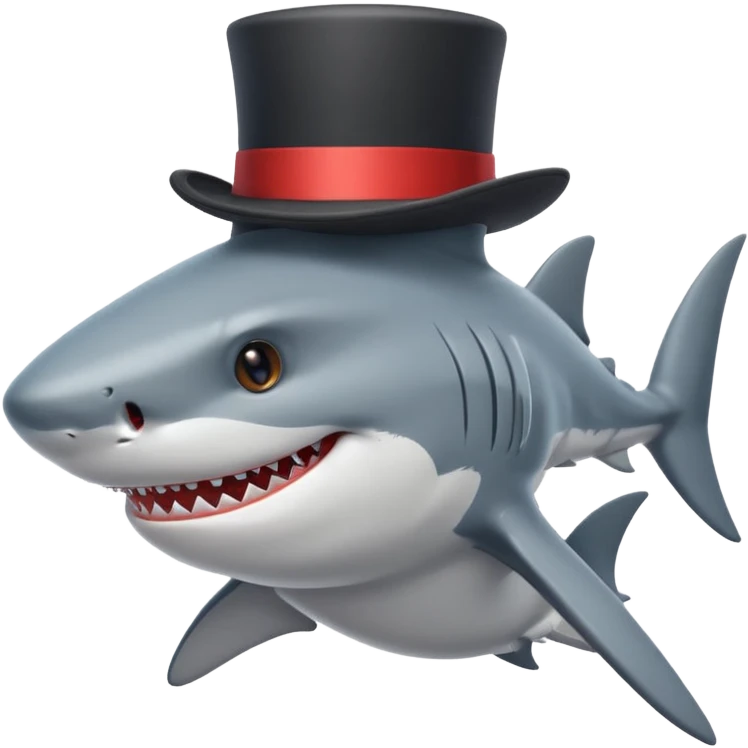 Shark with a top hat emoji