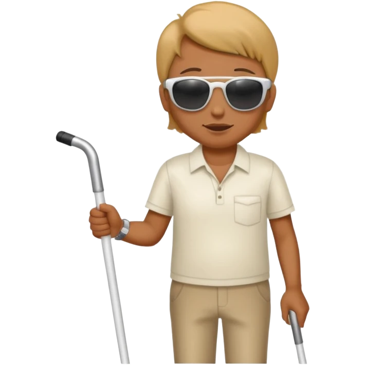 A blind person wearing sunglasses and holding a guide cane emoji
