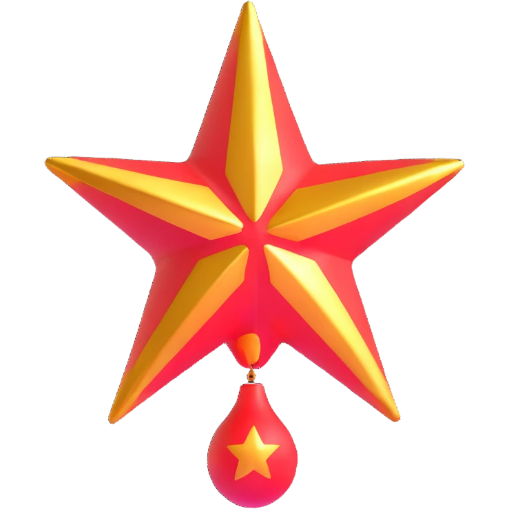 Morning Star symbol with red helium-3 flame inside golden star emoji