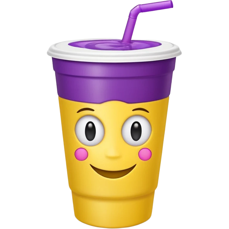  White styro with purple juice inside visible from the top only. Add a yellow emoji face that os holding the cup emoji