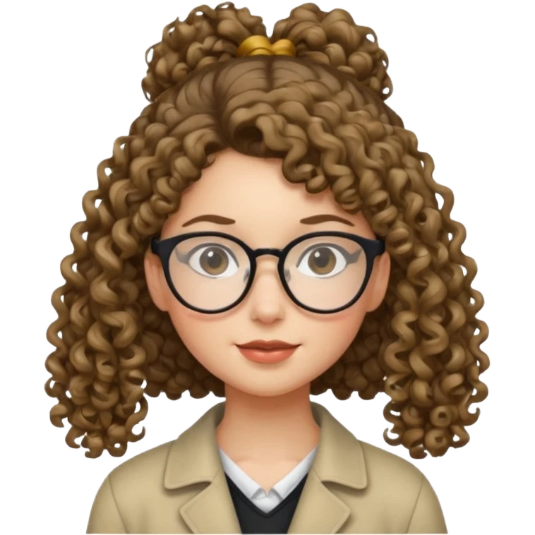 hija con gafas y cabello rizos con una coleta alta emoji