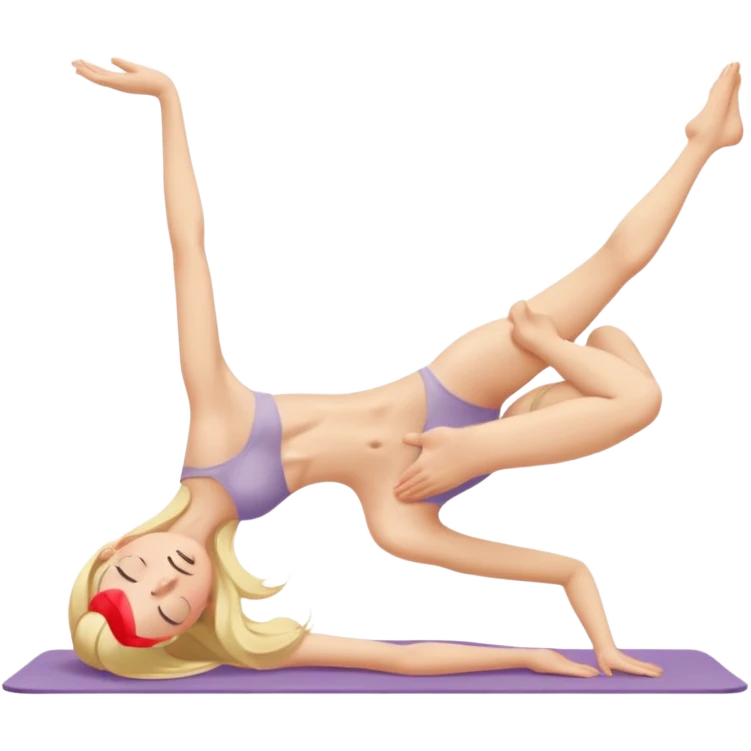 Nude woman, thin, long hair blonde, C Cup, Dhanurasana emoji