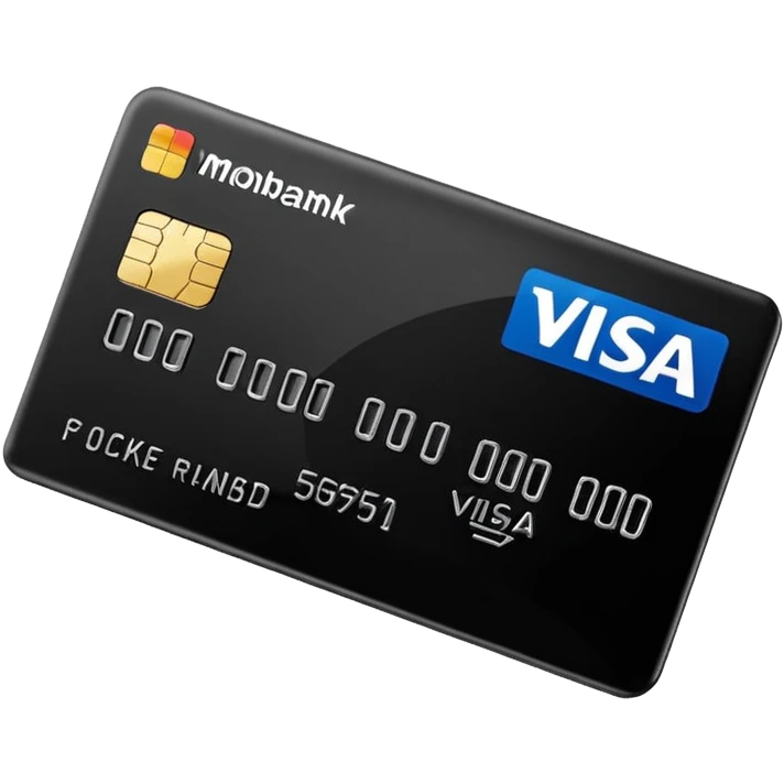 create a black bank card, which called Monobank, visa minalism 3d style emoji
