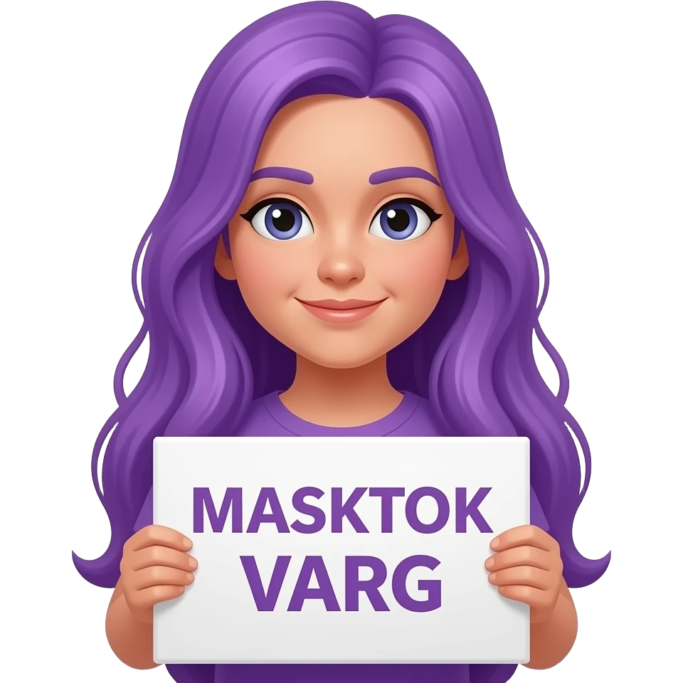girl with long purple hair with a MASKTOK VARG sign emoji