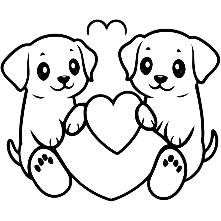 two black puppy paws with a black heart around them emoji